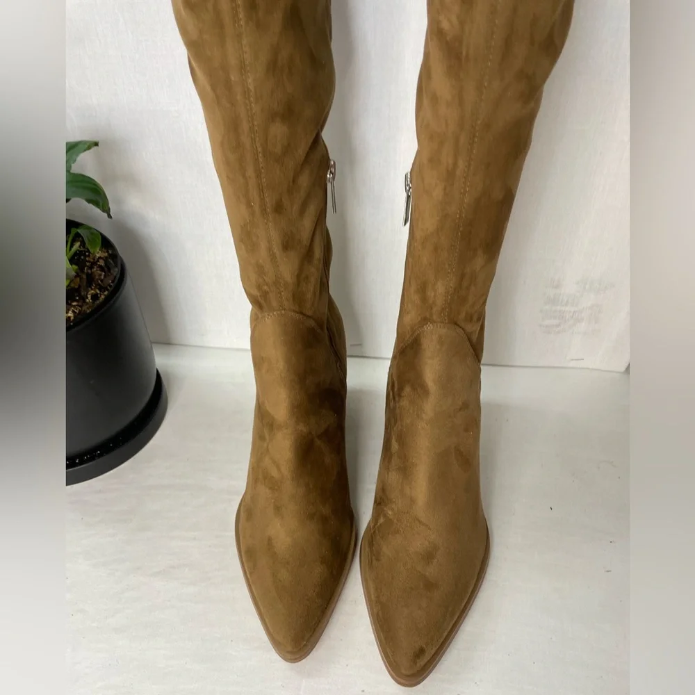 Marc Fisher NWOT Comara Cognac Brown Faux Suede Over The Knee Boots Size 7.5‎